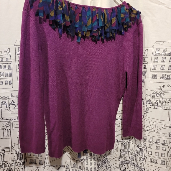 EUC Ruby Rd Purple Fringe Sweater Size Large - Picture 3 of 3